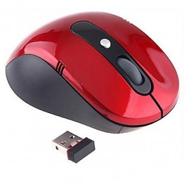 Wireless Optical Mouse + 2.4GHz USB Receiver (Red)  