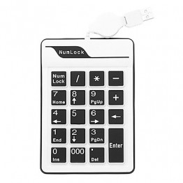 19 USB Wired Silicone Retractable Cable Waterproof Number Keypad (Assorted Colors)  